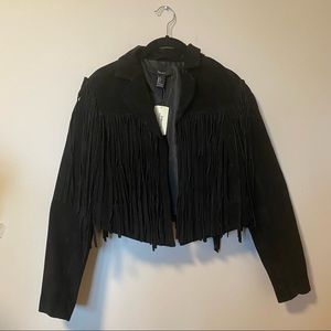 NWT genuine suede leather fringe jacket